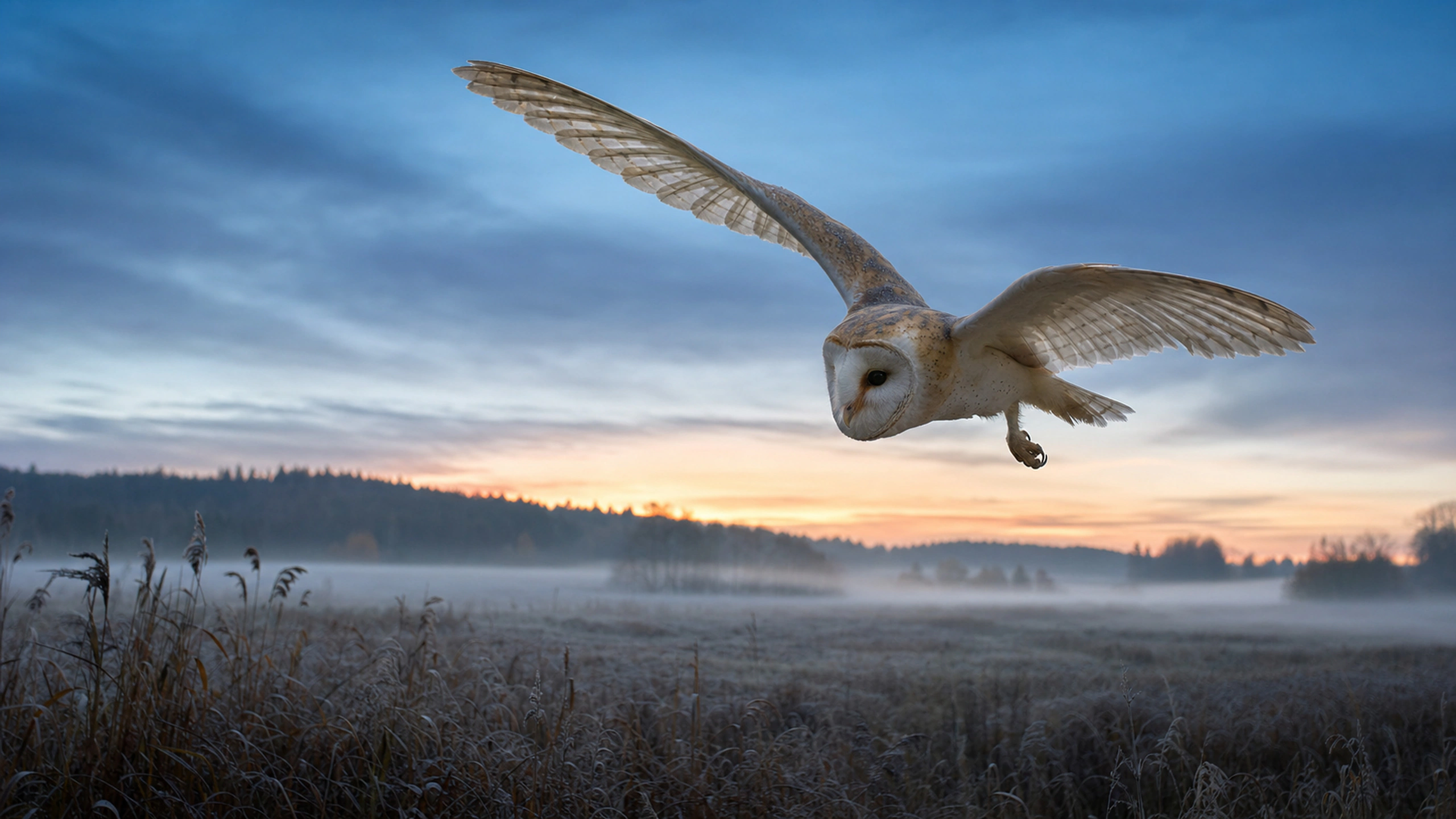 Barn Owl Dawn Flight original 4K birds wallpaper