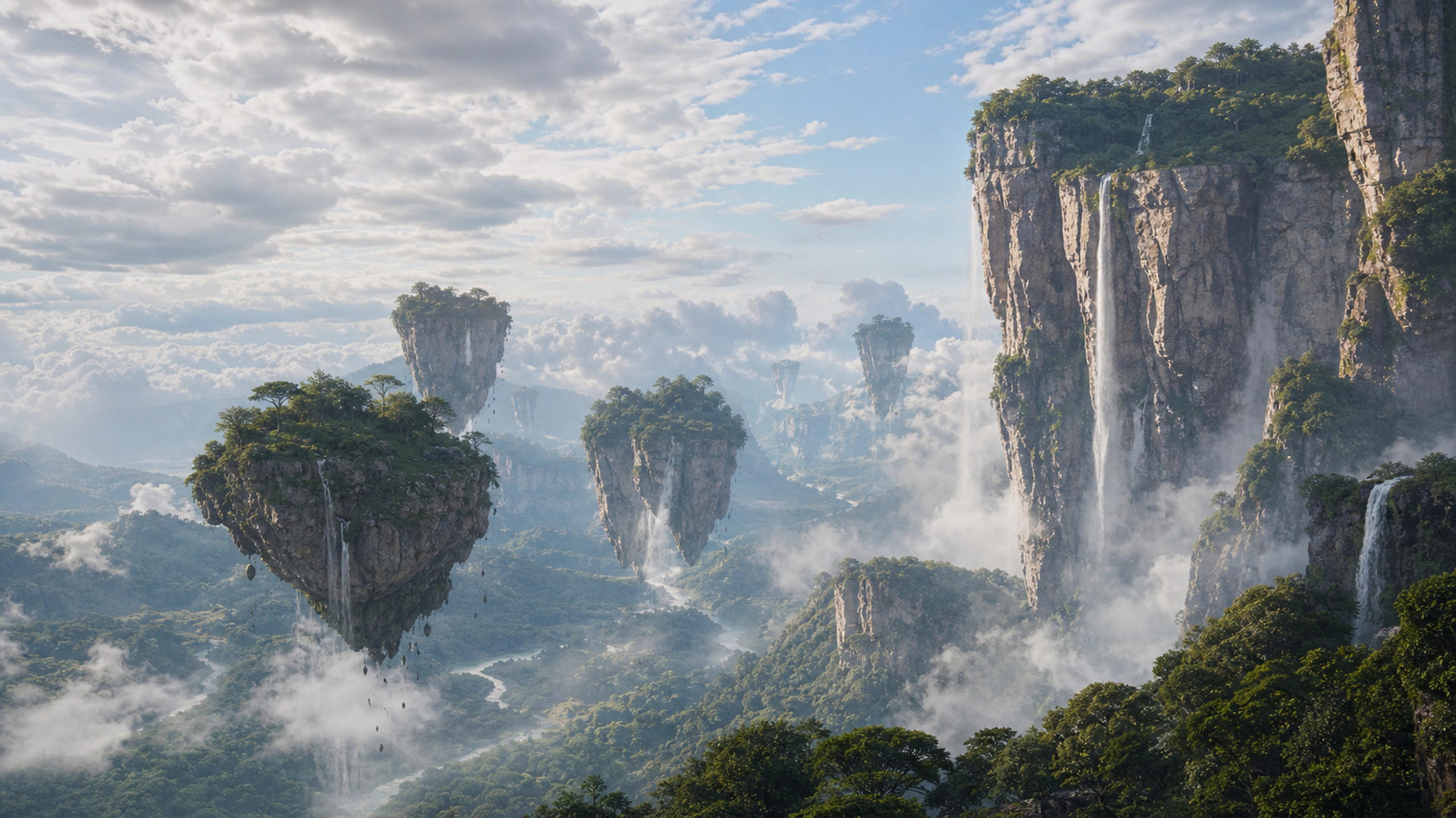 Floating Island Realms original 4K fantasy worlds wallpaper