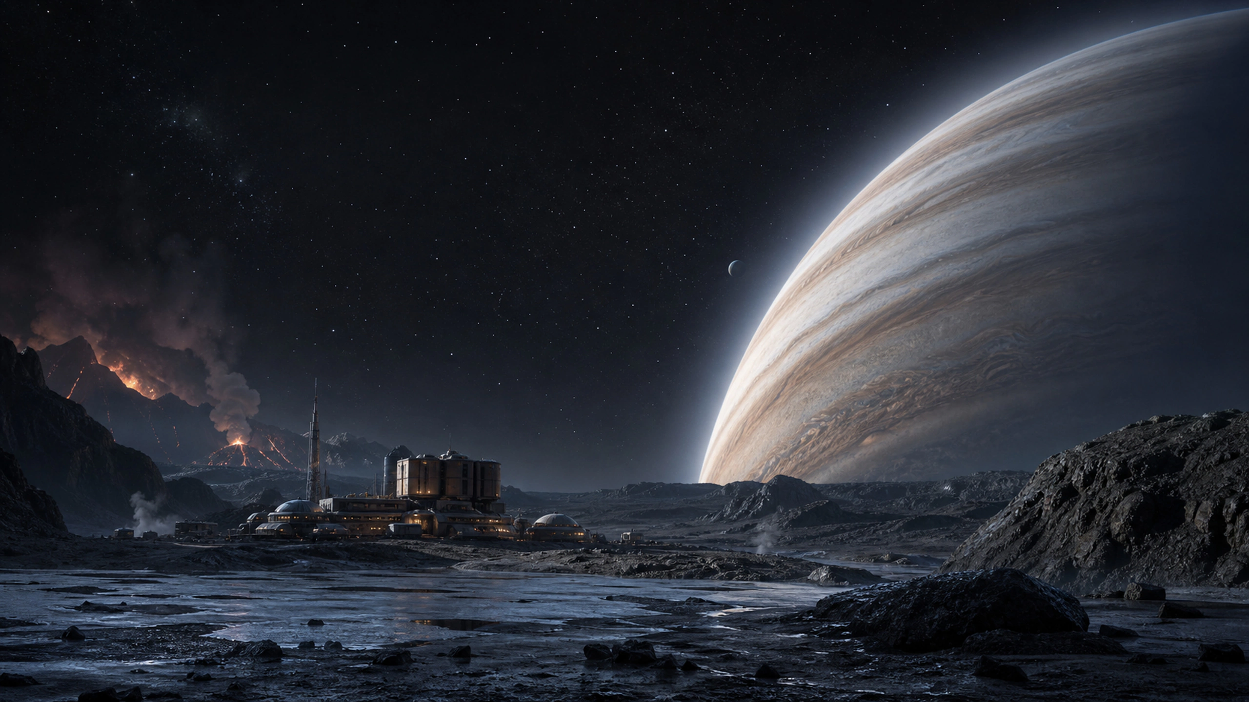 Gas Giant Outpost original 4K sci fi worlds wallpaper