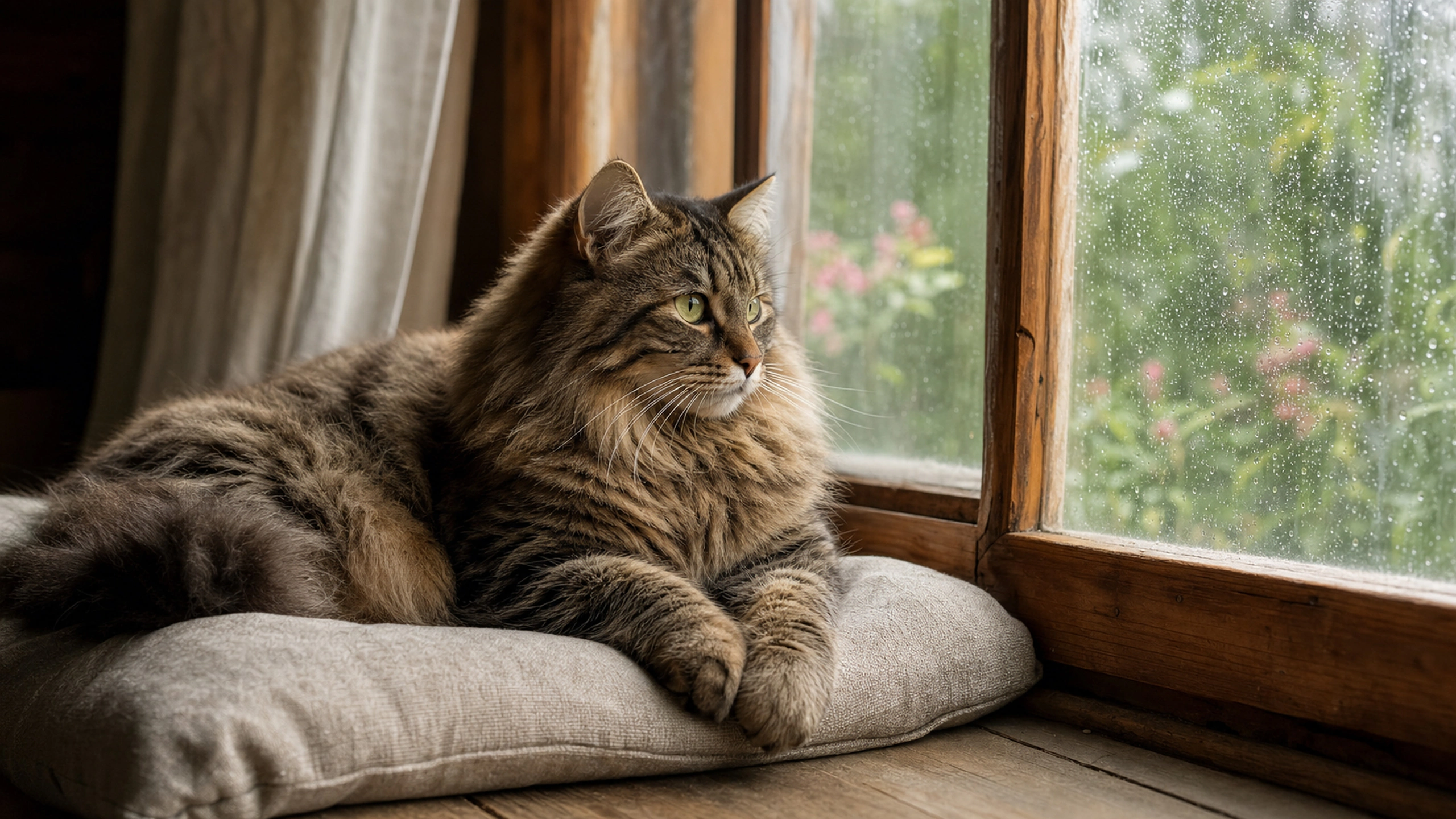 Rainy Window Tabby original 4K pets wallpaper