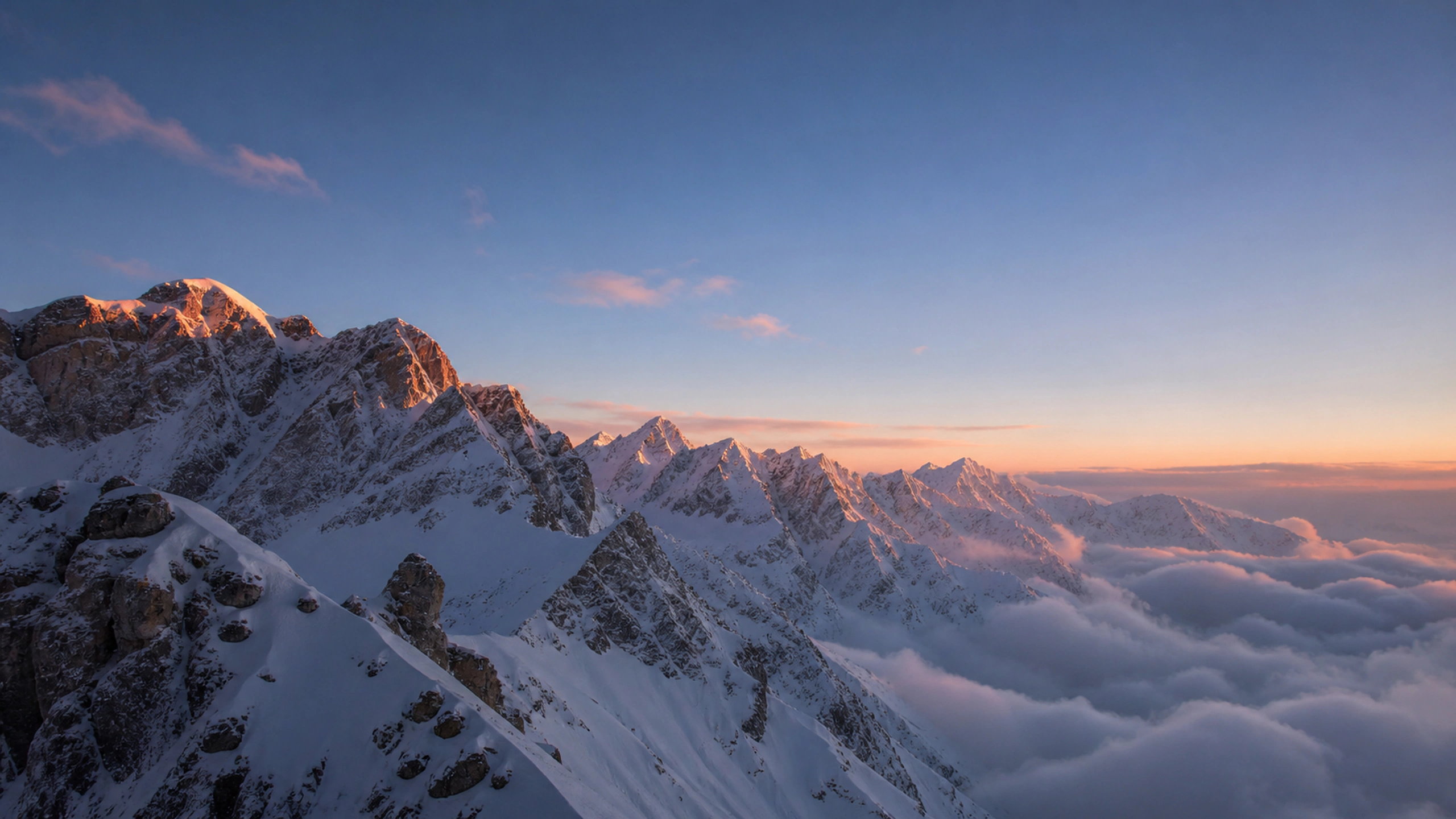 Snowbound Summit Light original 4K mountains wallpaper