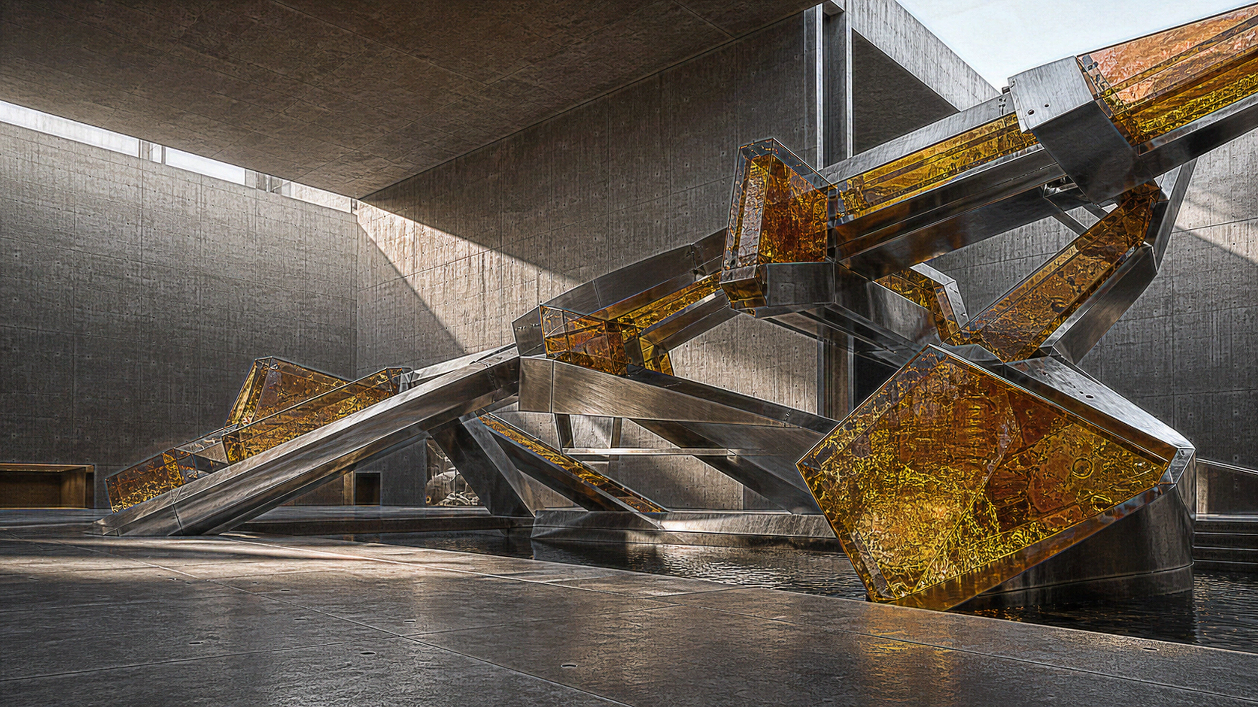 3D Geometric Sculptures original 4K 3d renders wallpaper