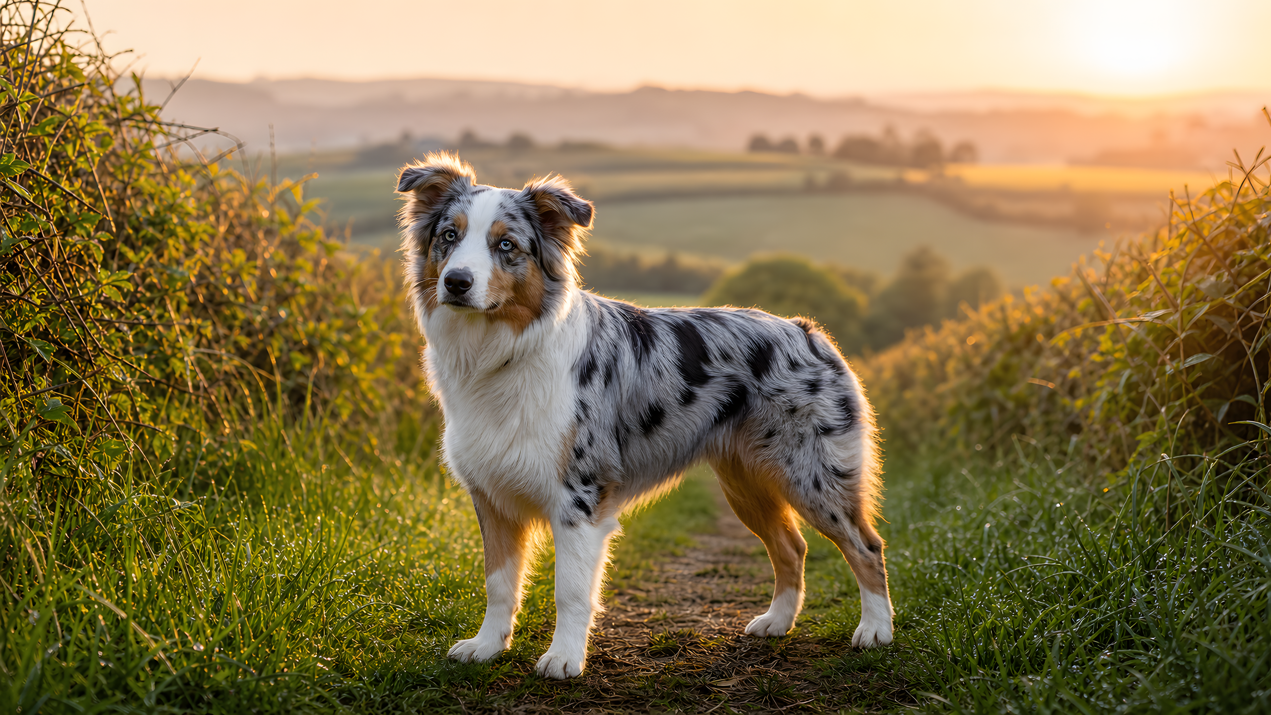 Australian Shepherd Country Trails original 4K pets wallpaper