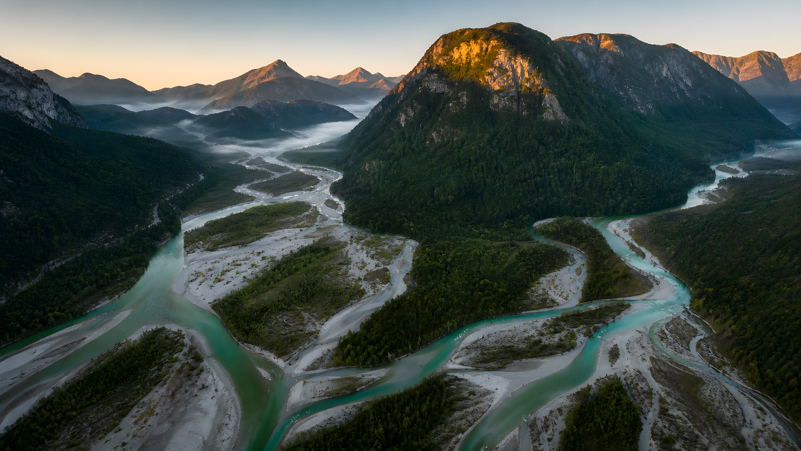 Emerald River Valleys original 4K nature wallpaper