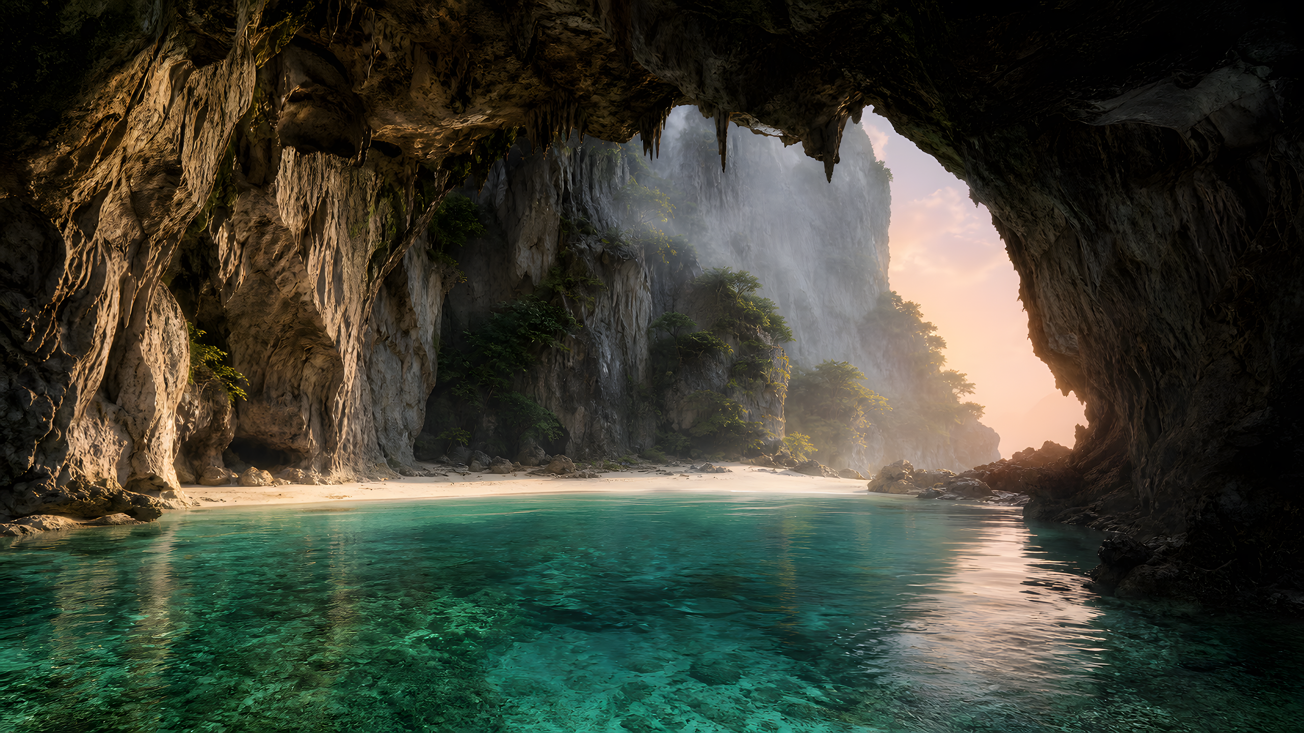 Hidden Limestone Coves original 4K beaches wallpaper
