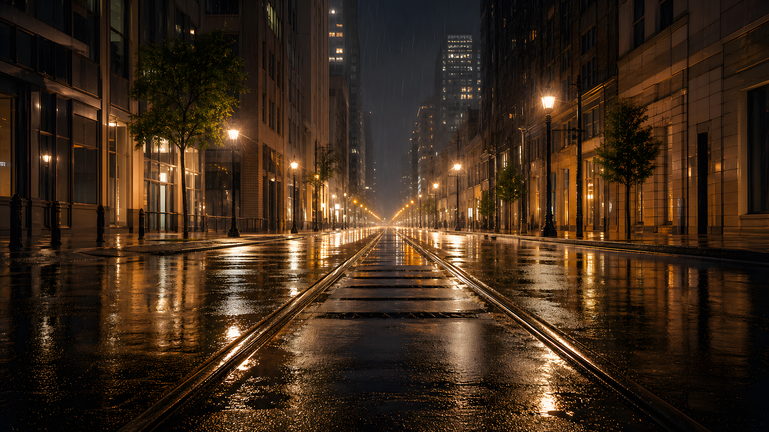 Original Rainy City Nights original 4K cities wallpaper