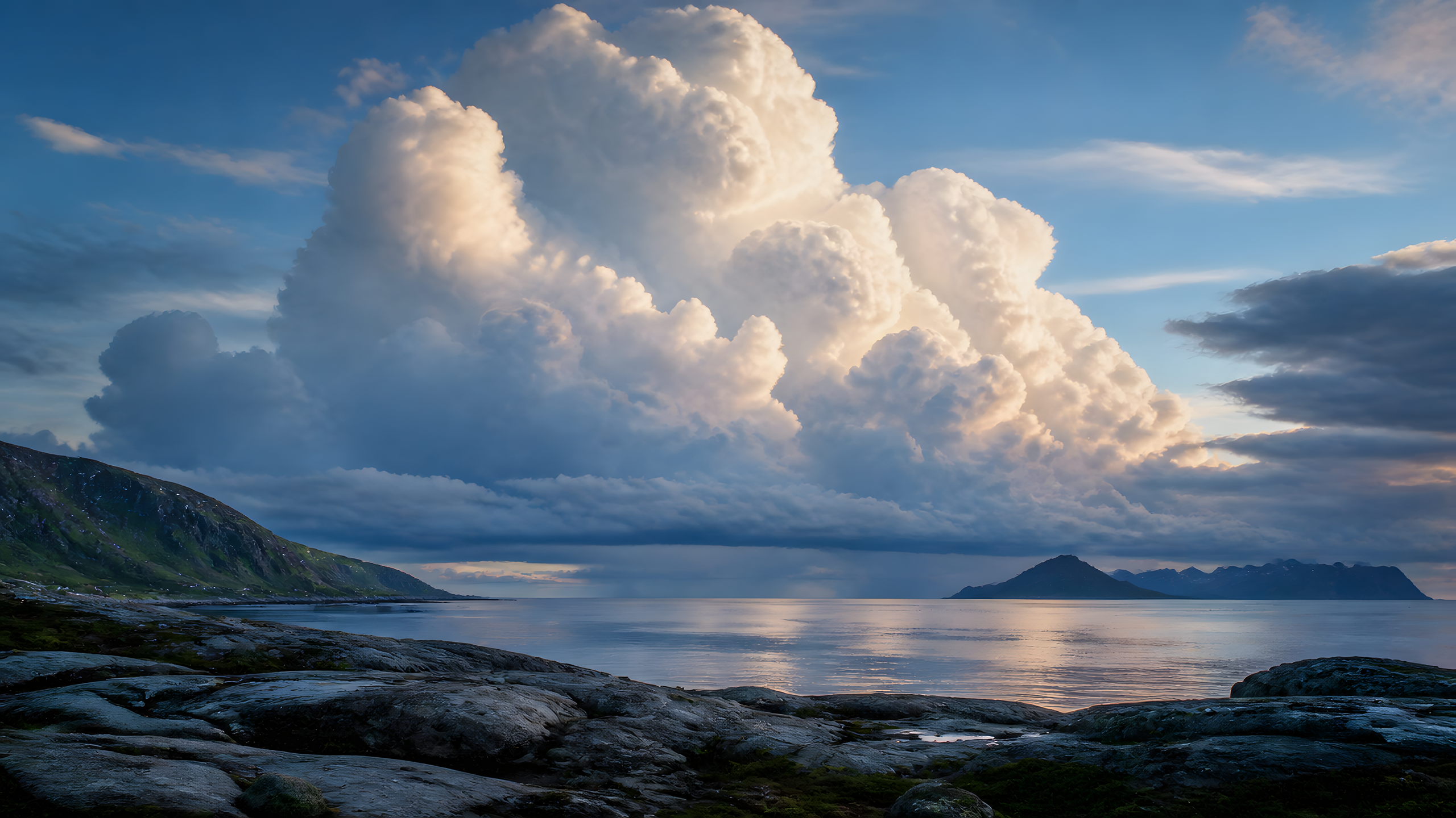 Towering Cumulus Horizons in horizons towering under cool dawn light, original 4K desktop wallpaper